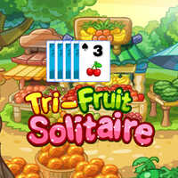 Tri-fruit Solitaire,Gra Tripeaks Solitaire z owocami. Usuń karty, które są o 1 wyższe lub niższe niż otwarta karta na dole. Baw się dobrze!