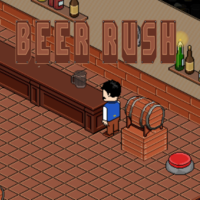 Beer Rush,The goal of the mobile game is to serve beers to customers who move towards you, the barman. If any customer reaches the end of the bar or a returning beer cup is not caught, you lose a life.